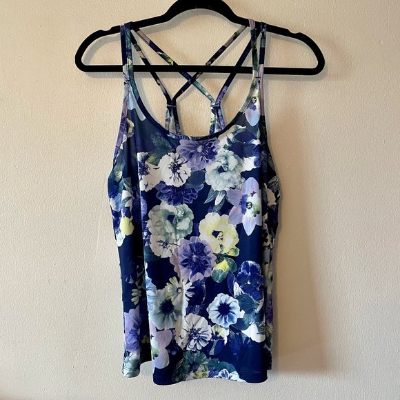 Old Navy Tops - 🔥 Old Navy Active | Go-Dry Purple/Yellow Floral Strappy Racerback Tank